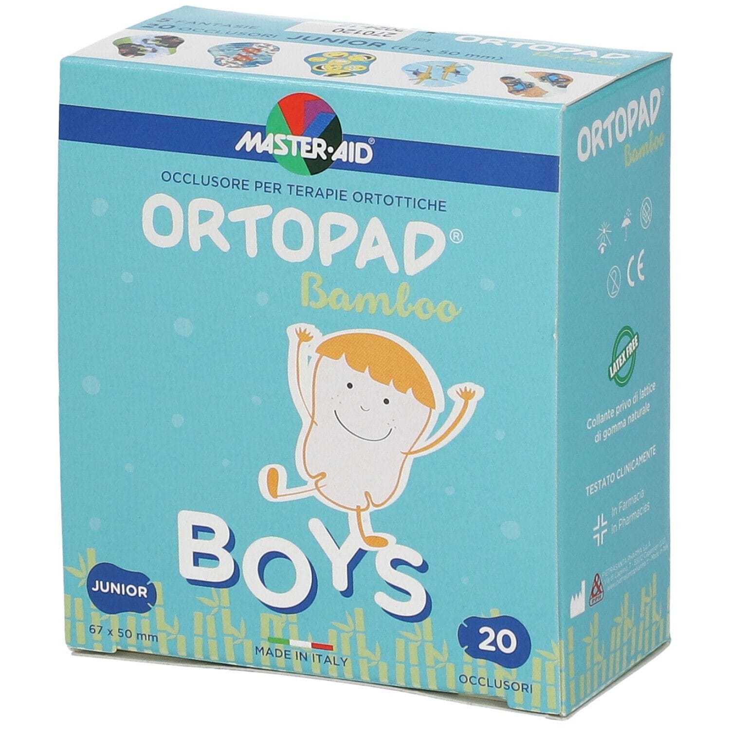 Cerotto Oculare Ortopad Boys per Ortottica, 20 Pezzi