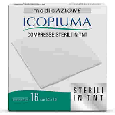 ICOPIUMA GARZA COMPRESSA IN TESSUTO NON TESSUTO ADESIVA 10X10 CM 16 PEZZI