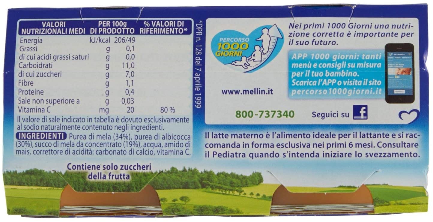 MELLIN OMOGENEIZZATO MELA/ALBICOCCA 100 G 2 PEZZI