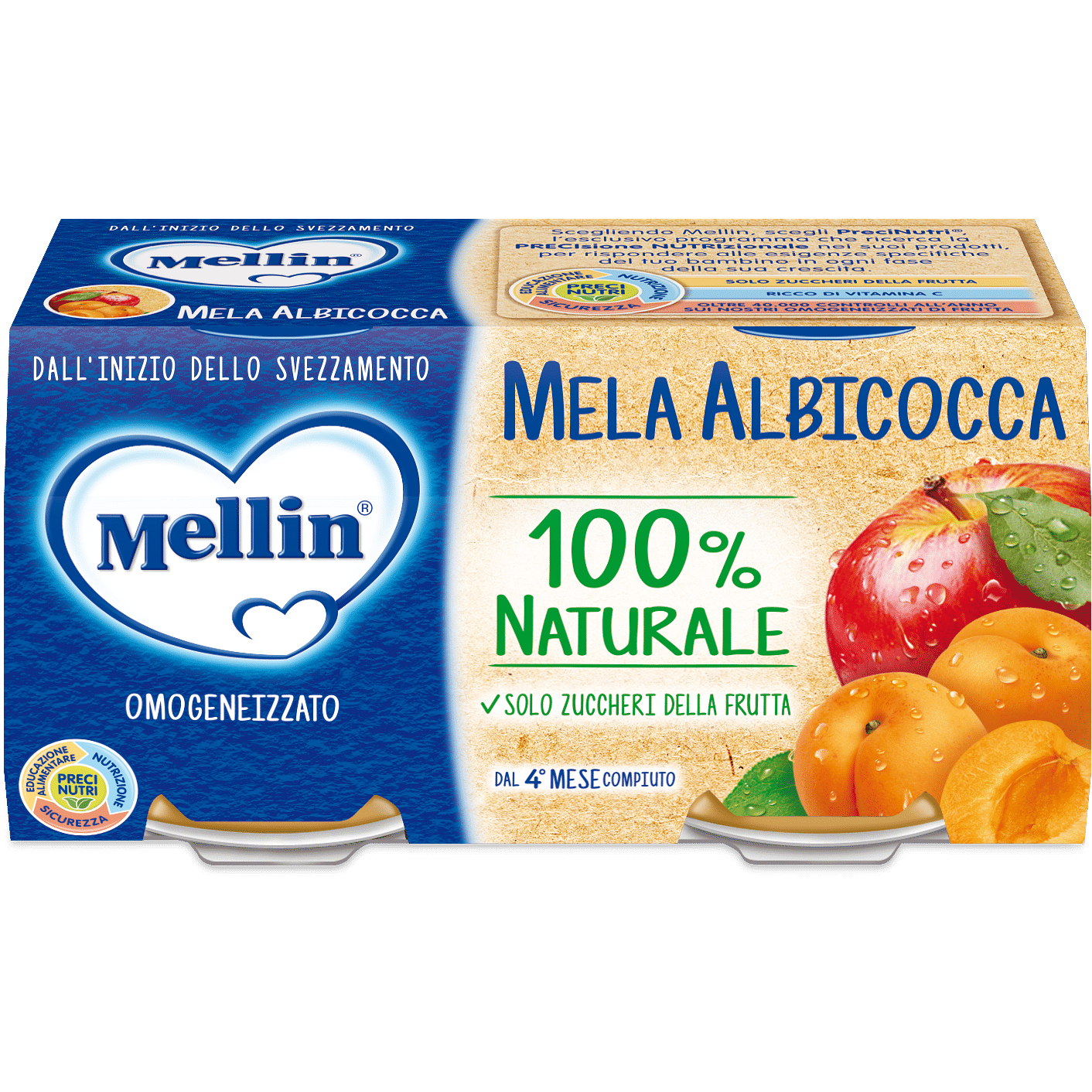 Mellin Omogeneizzato Mela/Albicocca 100 G 2 Pezzi