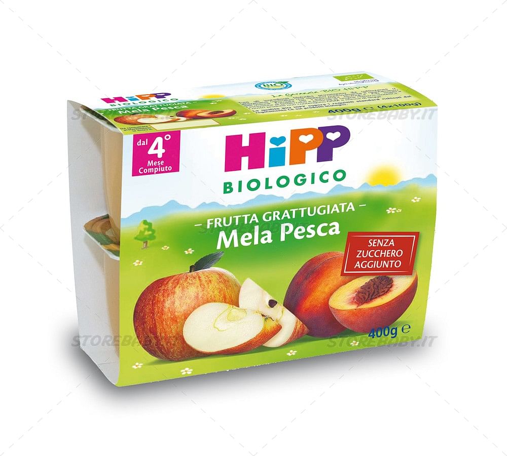 Hipp Bio Frutta Grattuggiata Mela Pesca 4 X100 G