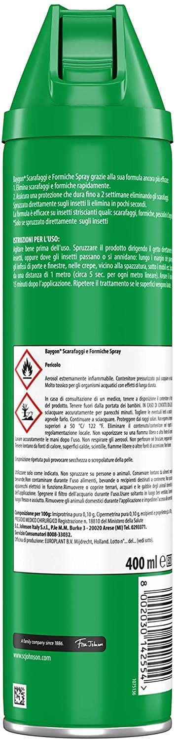INSETTICIDA BAYGON SCARAFAGGI E FORMICHE PLUS SPRAY 400 ML