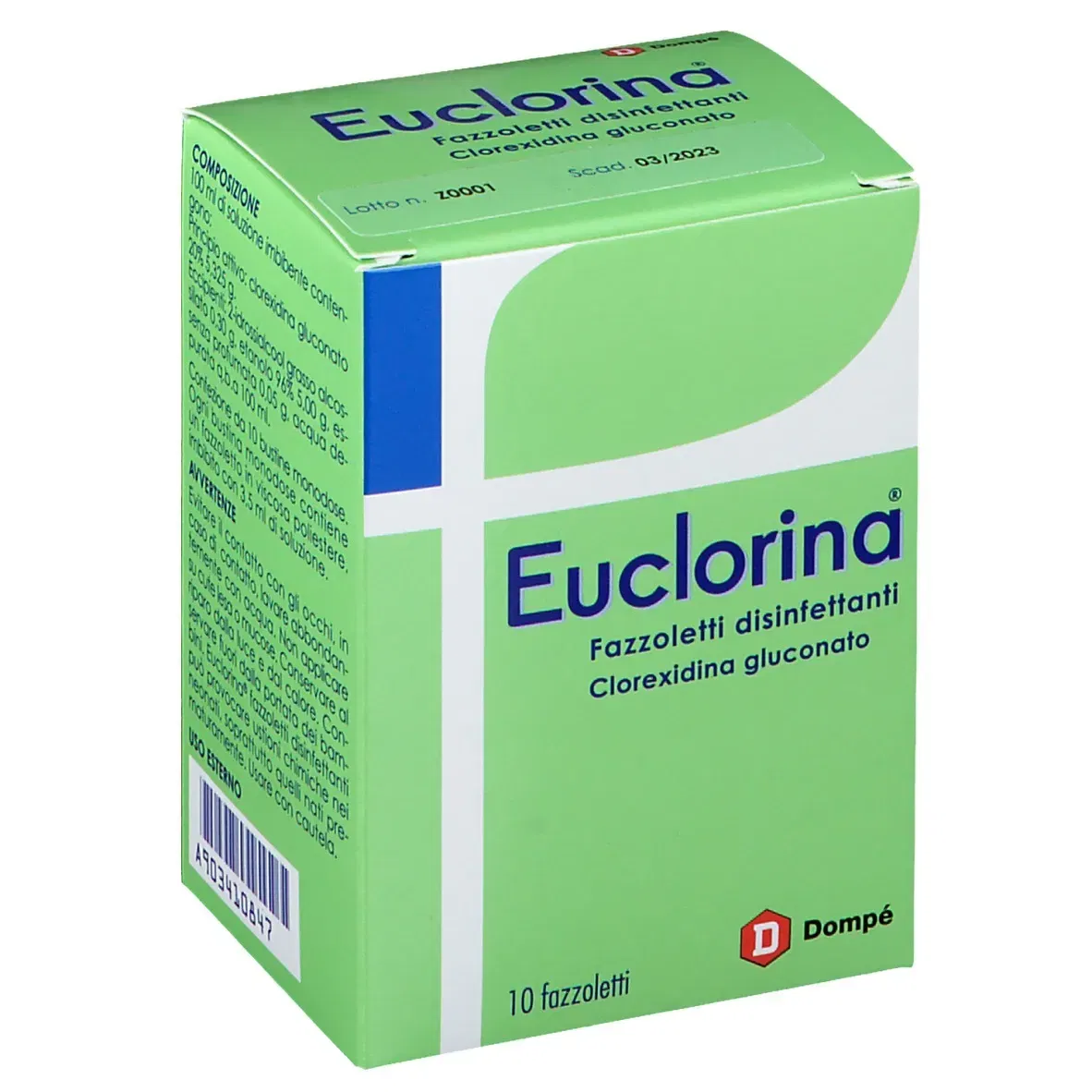 EUCLORINA FAZZOLETTO DISINFETTANTE PER MEDICAZIONE 10 PEZZI