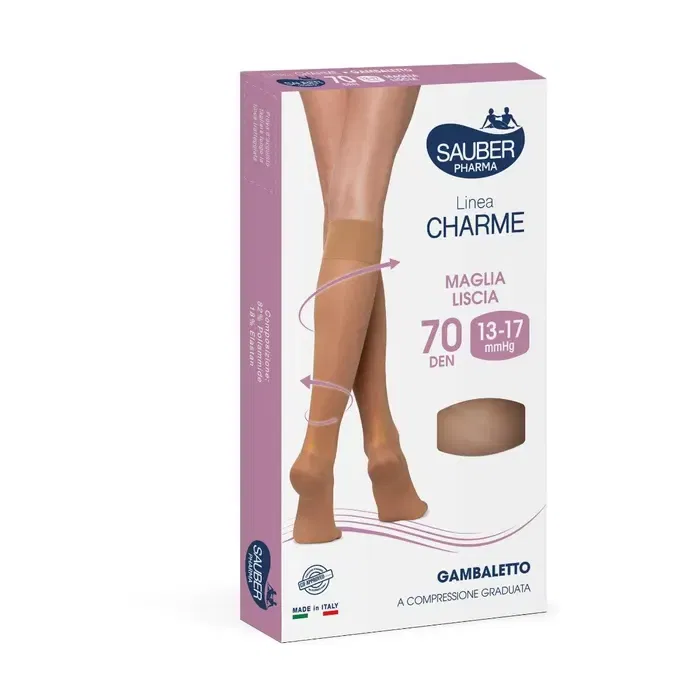 Gambaletto Sauber Linea Classica 70den, compressione graduata beige