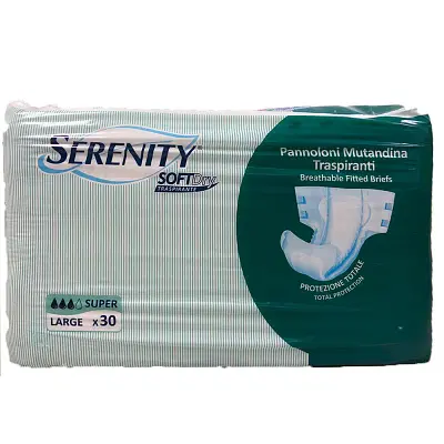 PANNOLONE PER INCONTINENZA SERENITY SOFTDRY FORMATO SUPER T AGLIA LARGE 30 PEZZI PANNOLONE PER INCONTINENZA SERENITY SOFTDRY FORMATO SUPER T AGLIA LARGE 30 PEZZI