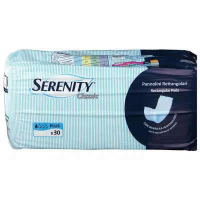 PANNOLONE PER INCONTINENZA FORMATO RETTANGOLARE CON BARRIERA SERENITY 30 PEZZI PANNOLONE PER INCONTINENZA FORMATO RETTANGOLARE CON BARRIERA SERENITY 30 PEZZI