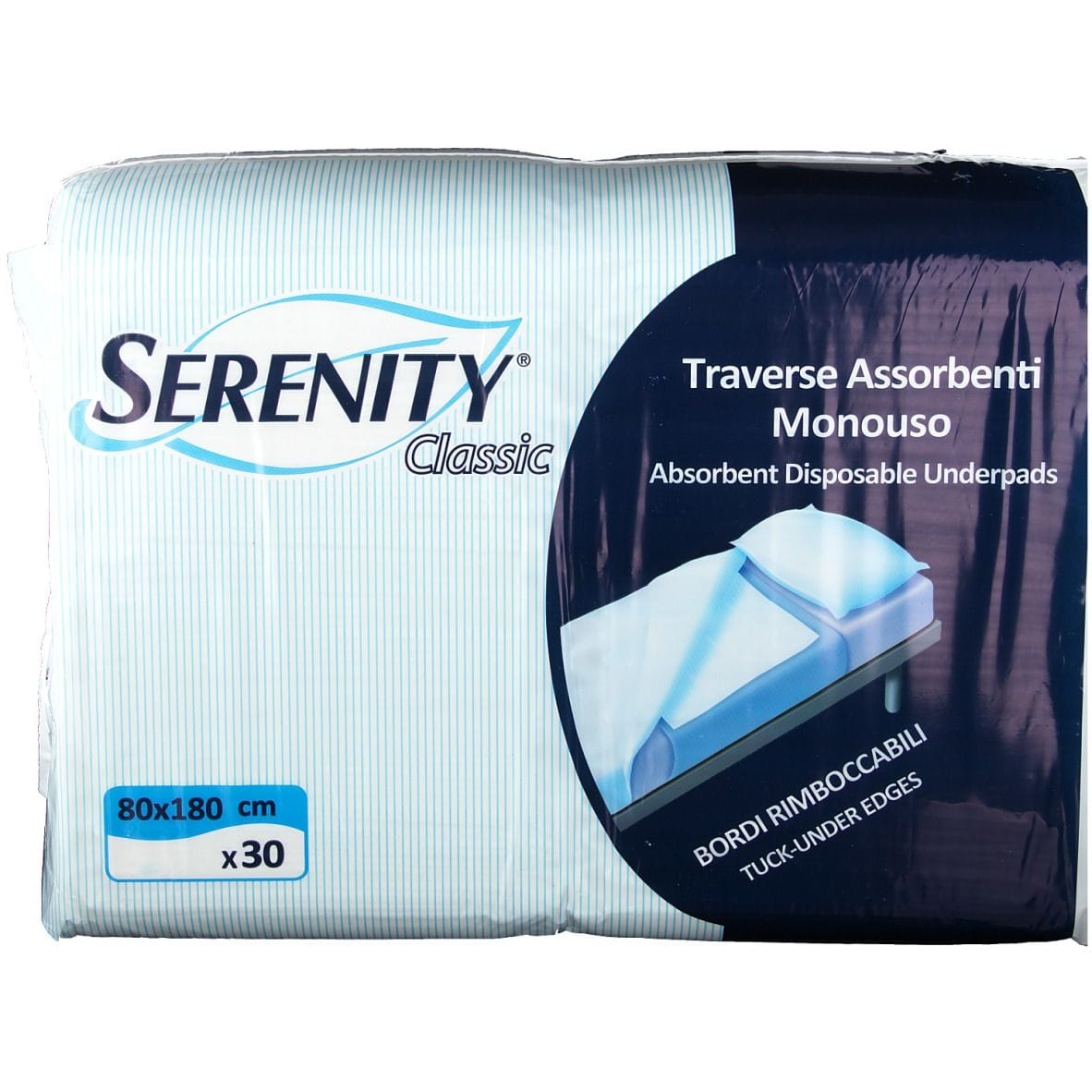 Traversa Salvamaterasso Per Incontinenza Serenity Classic Rimboccabile Misura 80 X180 Cm 30 Pezzi