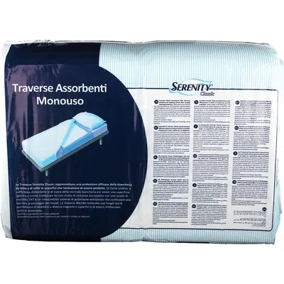 TRAVERSA SALVAMATERASSO PER INCONTINENZA SERENITY CLASSIC RIMBOCCABILE MISURA 80X180CM 30 PEZZI TRAVERSA SALVAMATERASSO PER INCONTINENZA SERENITY CLASSIC RIMBOCCABILE MISURA 80X180CM 30 PEZZI