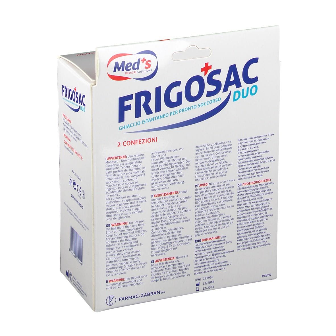 Ghiaccio istantaneo Frigosac con astuccio, 2 sacchetti