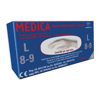MEDICA GUANTO LATTICE N/STERILE CON POLVERE DM MISURA L 100 PEZZI MEDICA GUANTO LATTICE N/STERILE CON POLVERE DM MISURA L 100 PEZZI