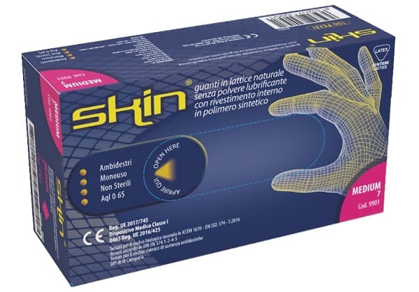 GUANTO IN LATTICE SENZA POLVERE LUBRIFICANTE SKIN S 100 PEZZI