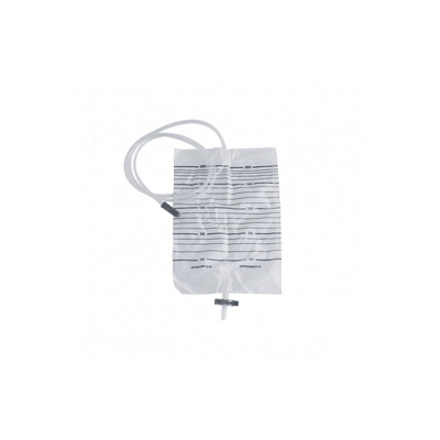 SACCA RACCOLTA URINA DA LETTO IN PVC NON STERILE VOLUME 2 LITRI TUBO LUNGHEZZA 130 CM CON SCARICO E VALVOLA ANTIREFLUSSO