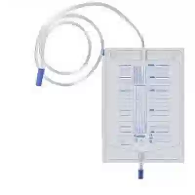 SACCA RACCOLTA URINA DA LETTO IN PVC NON STERILE VOLUME 2 LITRI TUBO LUNGHEZZA 90 CM CON SCARICO E VALVOLA ANTIREFLUSSO