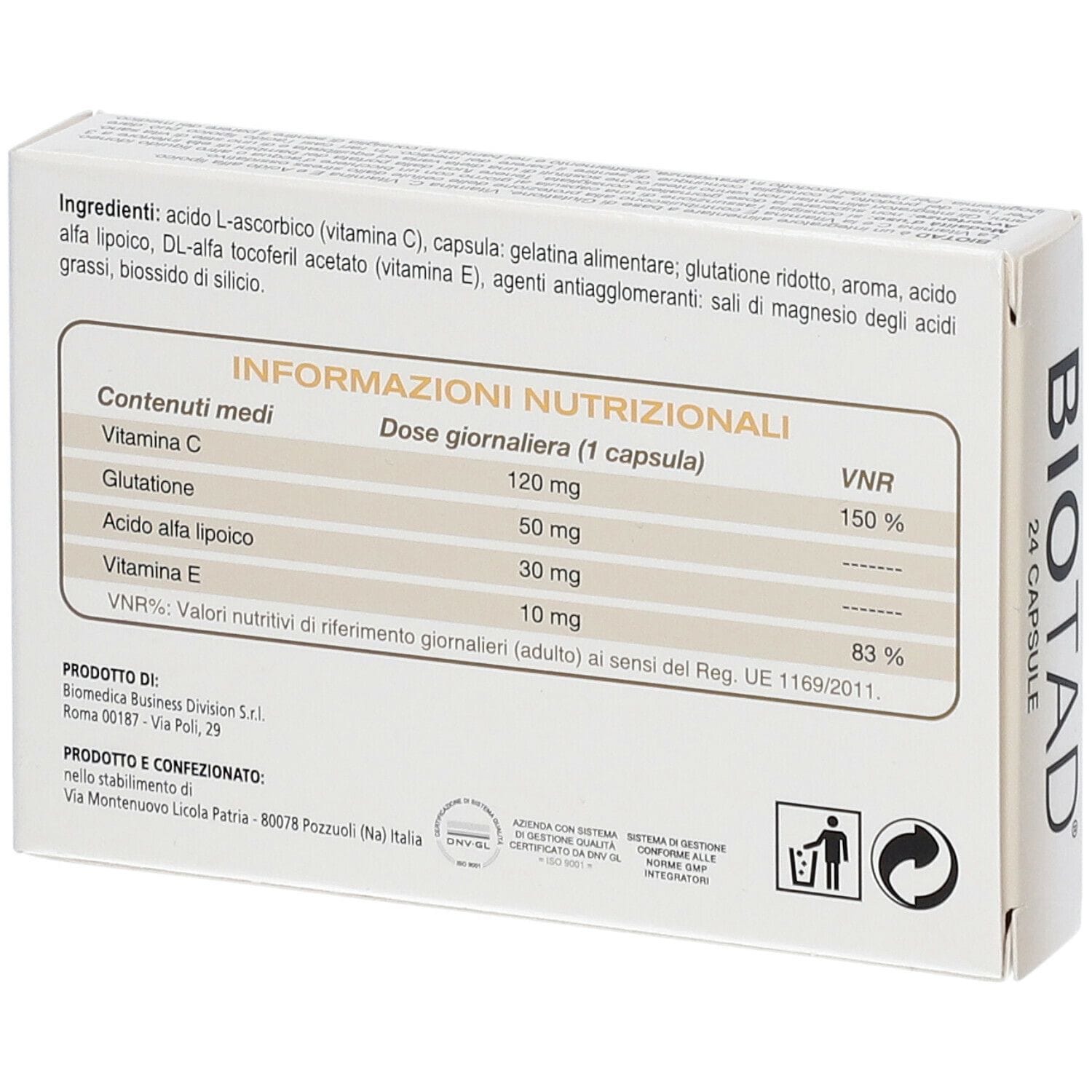 Integratore Biotad 500mg antiossidante, 24 capsule