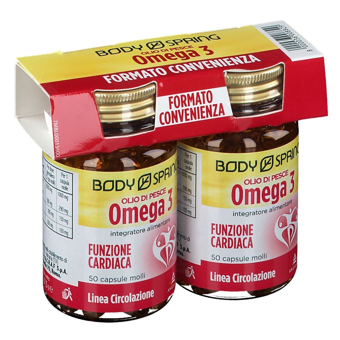 Integratore Body Spring Omega 3 Olio di Pesce, bipack 100 capsule