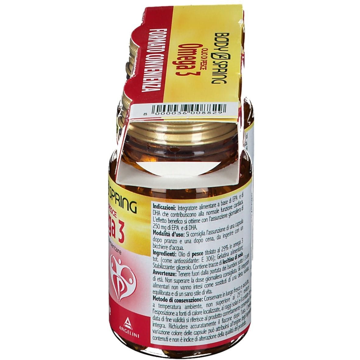 Integratore Body Spring Omega 3 Olio di Pesce, bipack 100 capsule