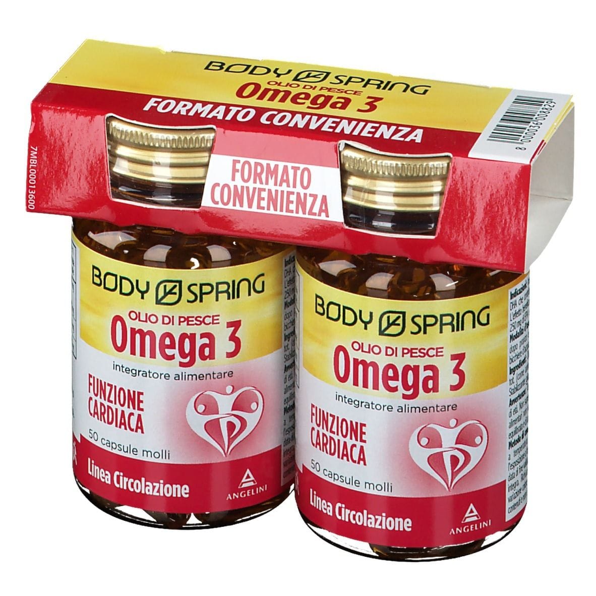 Integratore Body Spring Omega 3 Olio di Pesce, bipack 100 capsule