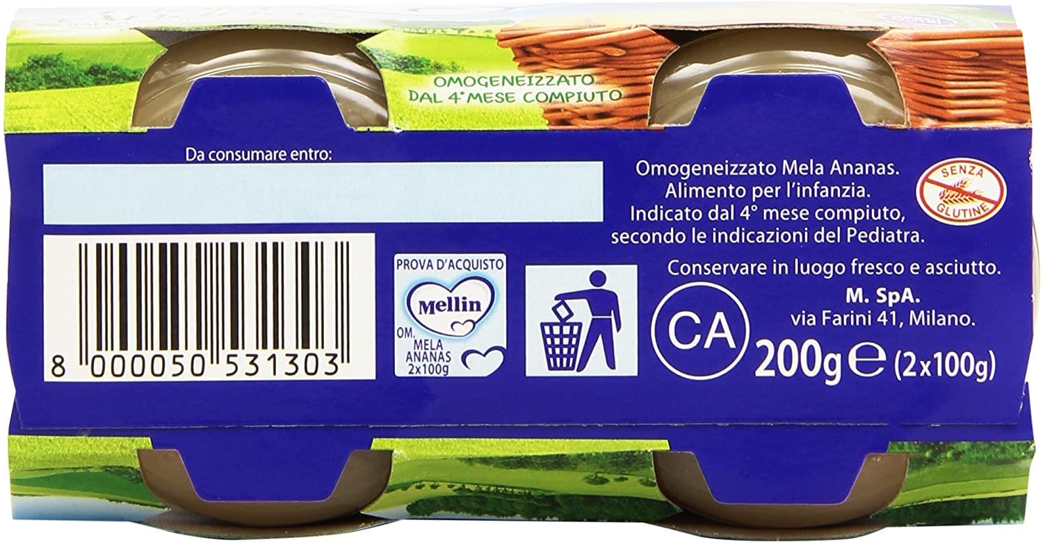 MELLIN OMOGENEIZZATO MELA ANANAS 100 G 2 PEZZI