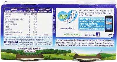 MELLIN OMOGENEIZZATO MELA ANANAS 100 G 2 PEZZI MELLIN OMOGENEIZZATO MELA ANANAS 100 G 2 PEZZI