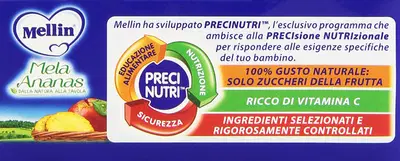 MELLIN OMOGENEIZZATO MELA ANANAS 100 G 2 PEZZI MELLIN OMOGENEIZZATO MELA ANANAS 100 G 2 PEZZI