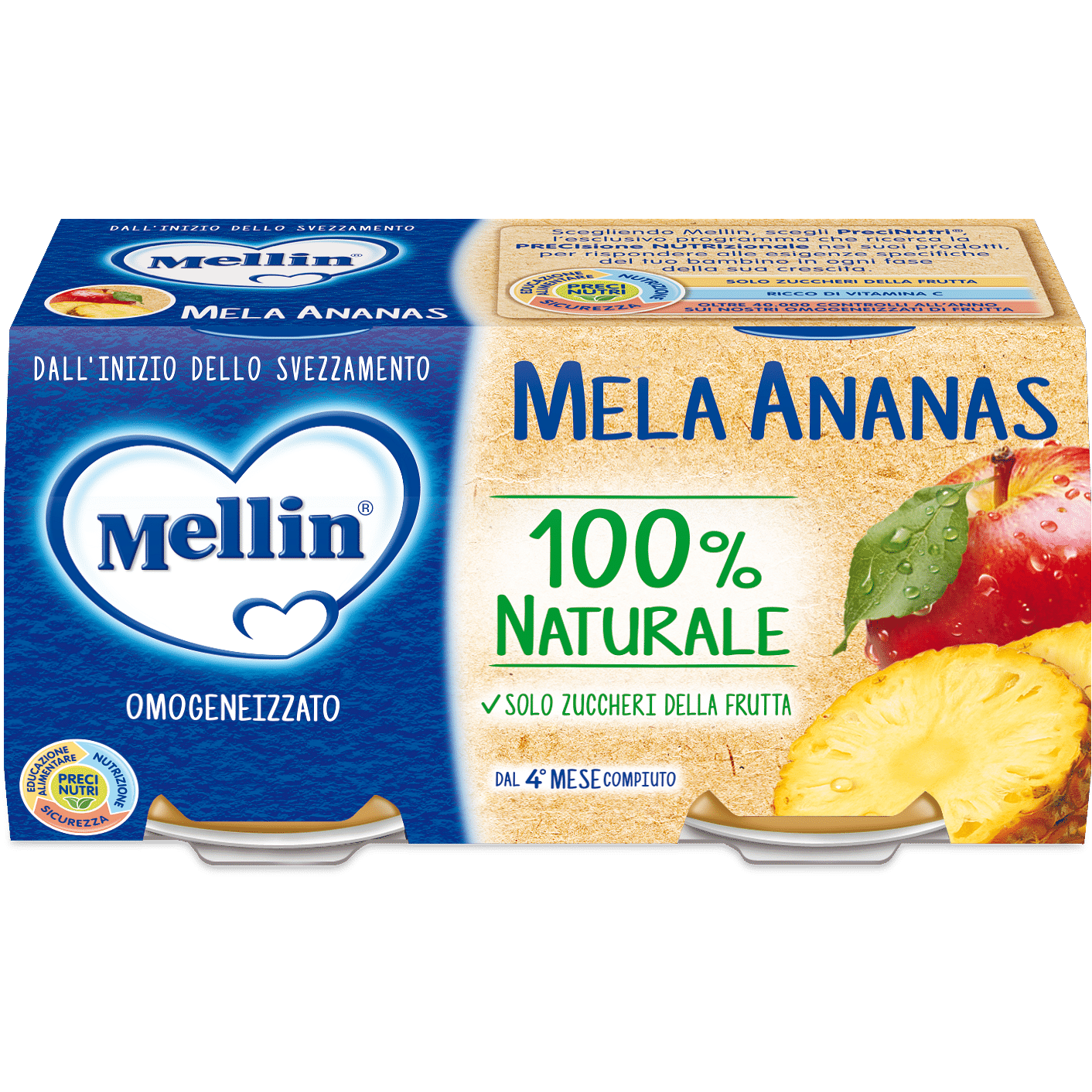 Mellin Omogeneizzato Mela Ananas 100 G 2 Pezzi