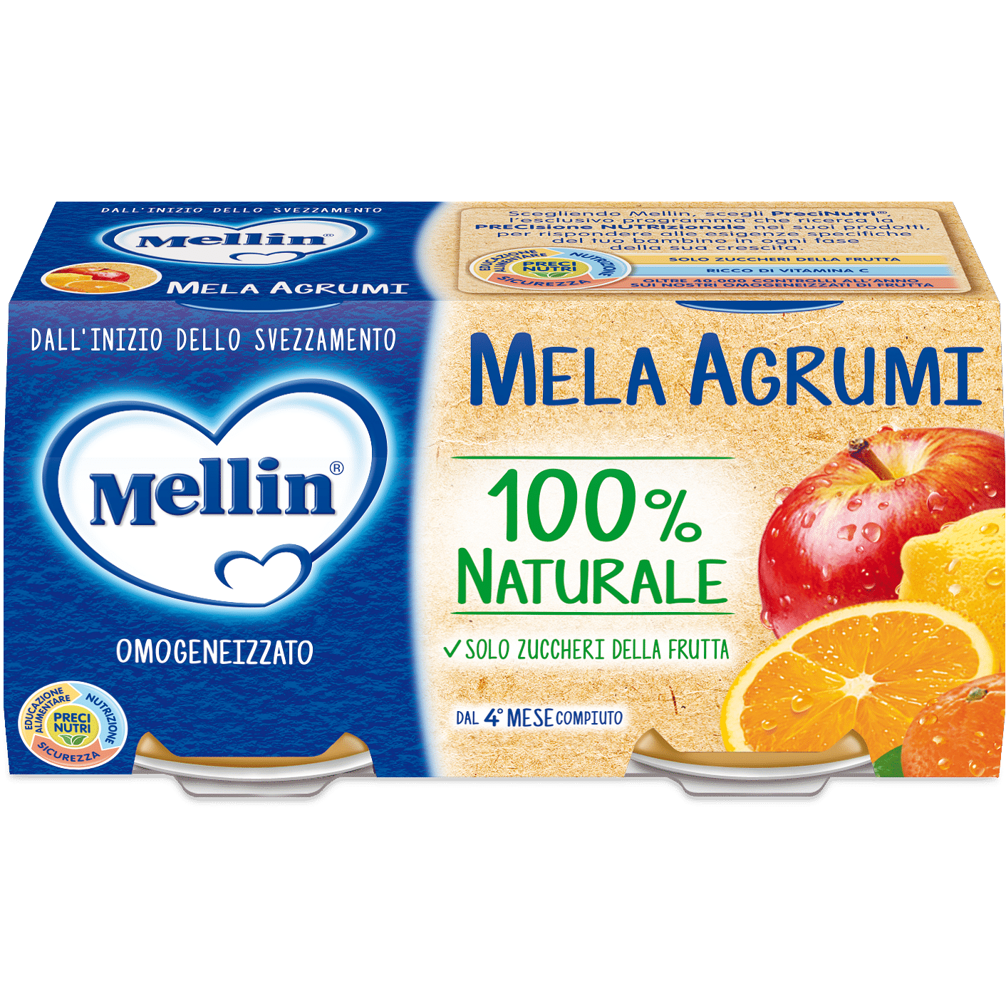 Mellin Omogeneizzato Mela Agrumi 100 G 2 Pezzi