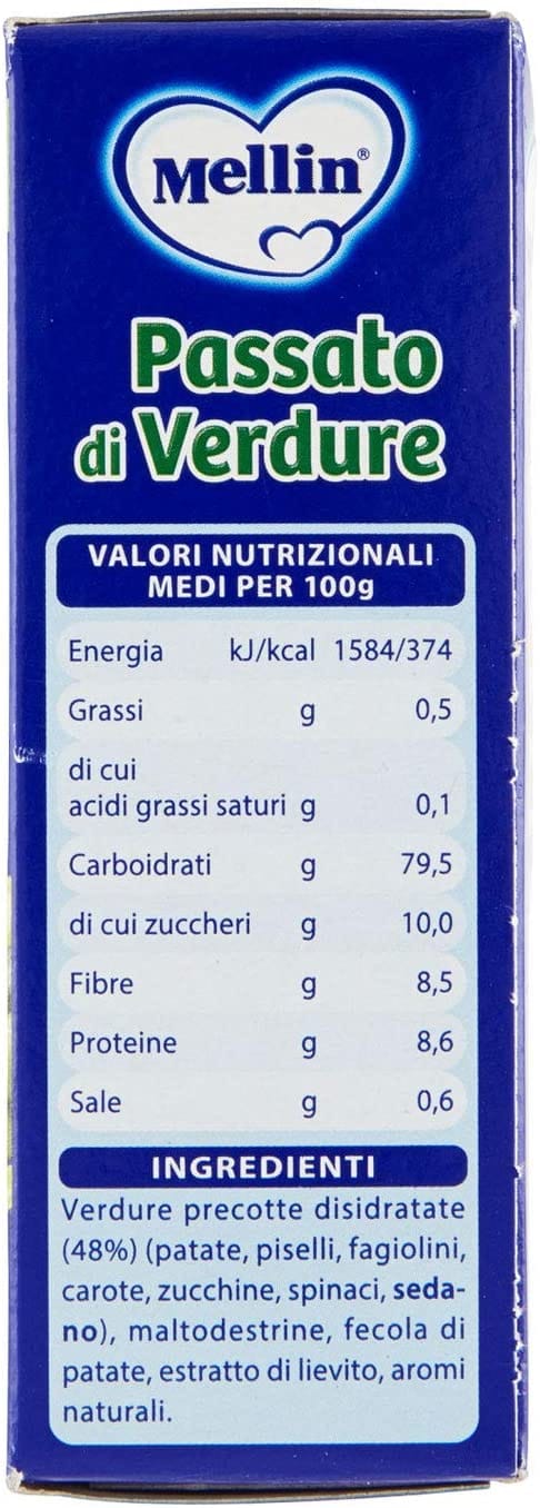 Mellin Passato di Verdure per bambini, 8 bustine da 8g
