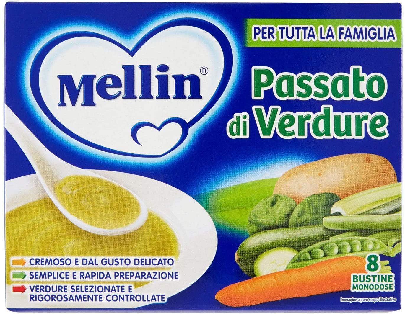 Mellin Passato di Verdure per bambini, 8 bustine da 8g