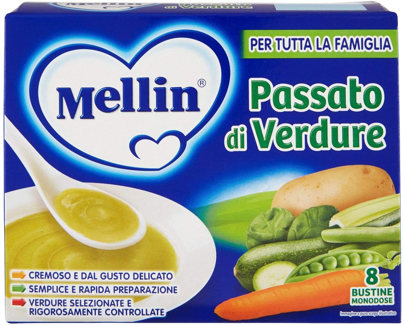 Mellin Passato di Verdure per bambini, 8 bustine da 8g