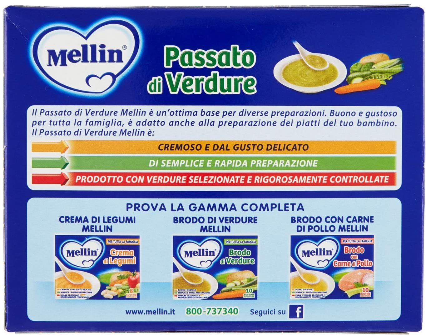 Mellin Passato di Verdure per bambini, 8 bustine da 8g