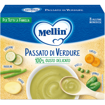 Mellin Passato di Verdure per bambini, 8 bustine da 8g