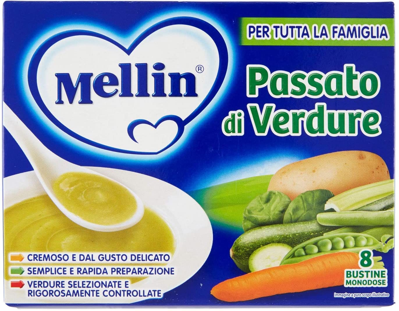 Mellin Passato di Verdure per bambini, 8 bustine da 8g