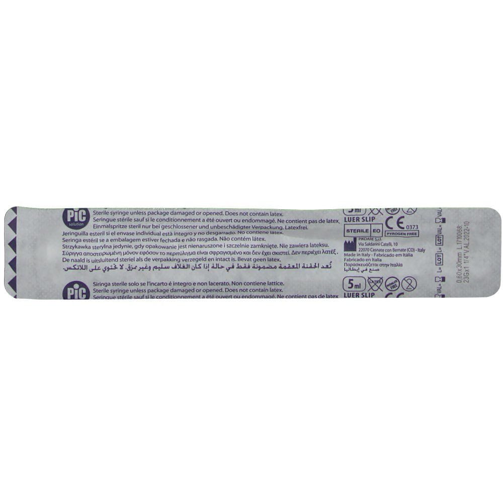 Siringa PIC Solution 5ml Ago Gauge 23x1,25, Luer Centrale