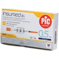 SIRINGA PER INSULINA PIC INSUMED 0,5 ML 100 UI AGO GAUGE 31 LUNGHEZZA 8 MM SENZA SPAZIO MORTO 3 SACCHETTI DA 10 PEZZI