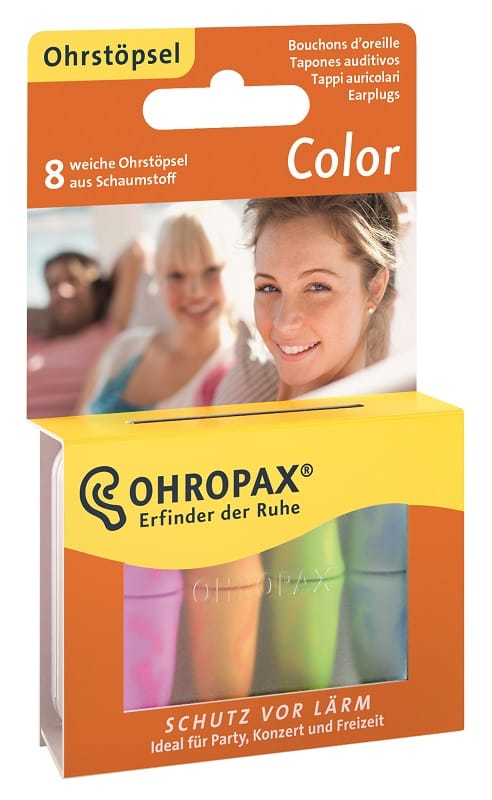 Tappi auricolari Ohropax Color in schiuma espansa, 8 pezzi