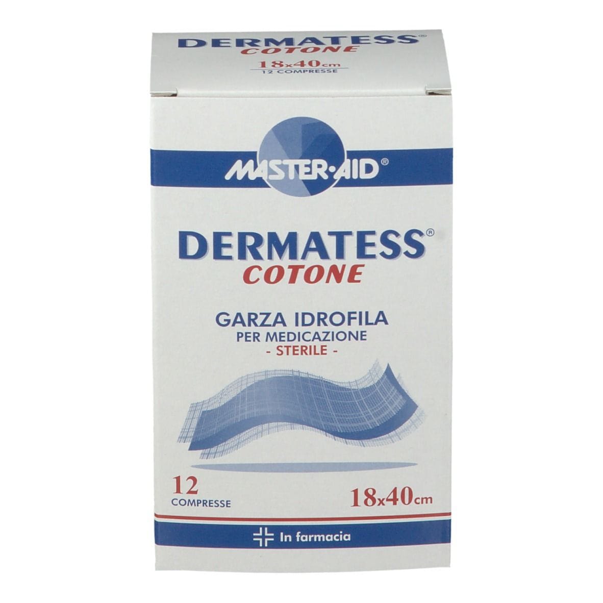 GARZA COMPRESSA MASTER-AID DERMATESS COTONE 18X40CM 12 PEZZI