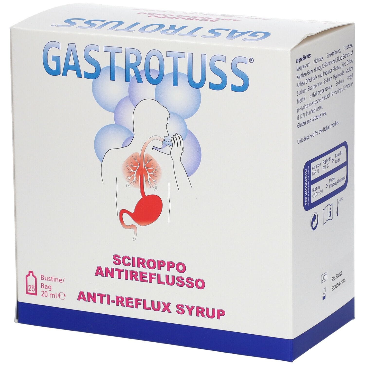 Gastrotuss Sciroppo Antireflusso, 25 bustine monodose 20ml