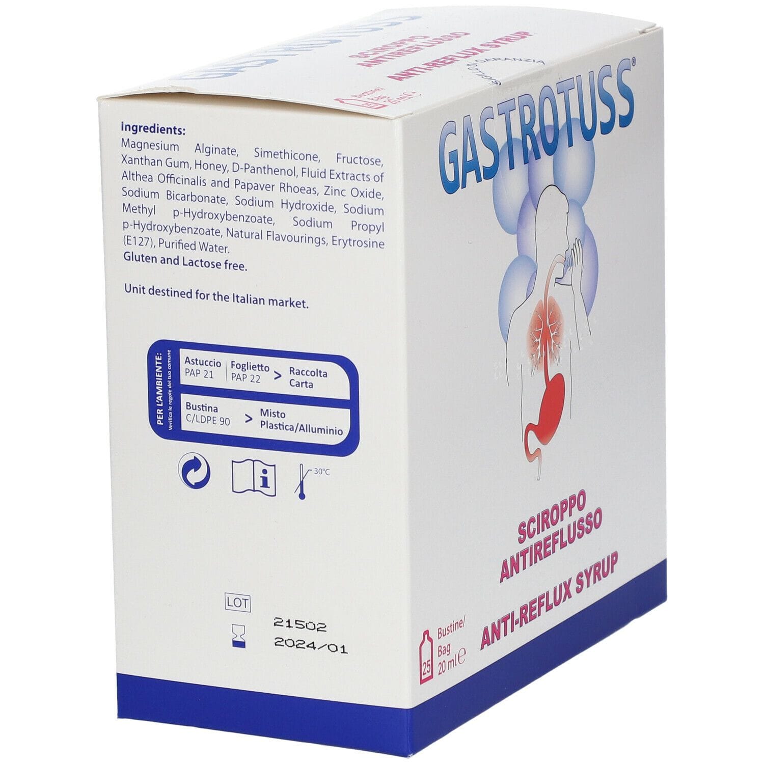 Gastrotuss Sciroppo Antireflusso, 25 bustine monodose 20ml