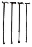 BASTONE BRIO PIEGHEVOLE IN ALLUMINIO ANODIZZATO CON PUNTALI ANTISCIVOLO REGOLABILE IN ALTEZZA DA 77,5 A 87,5CM NERO IMPUGNATURA IN LEGNO