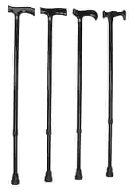 BASTONE BRIO PIEGHEVOLE IN ALLUMINIO ANODIZZATO CON PUNTALI ANTISCIVOLO REGOLABILE IN ALTEZZA DA 77,5 A 87,5CM NERO IMPUGNATURA IN LEGNO