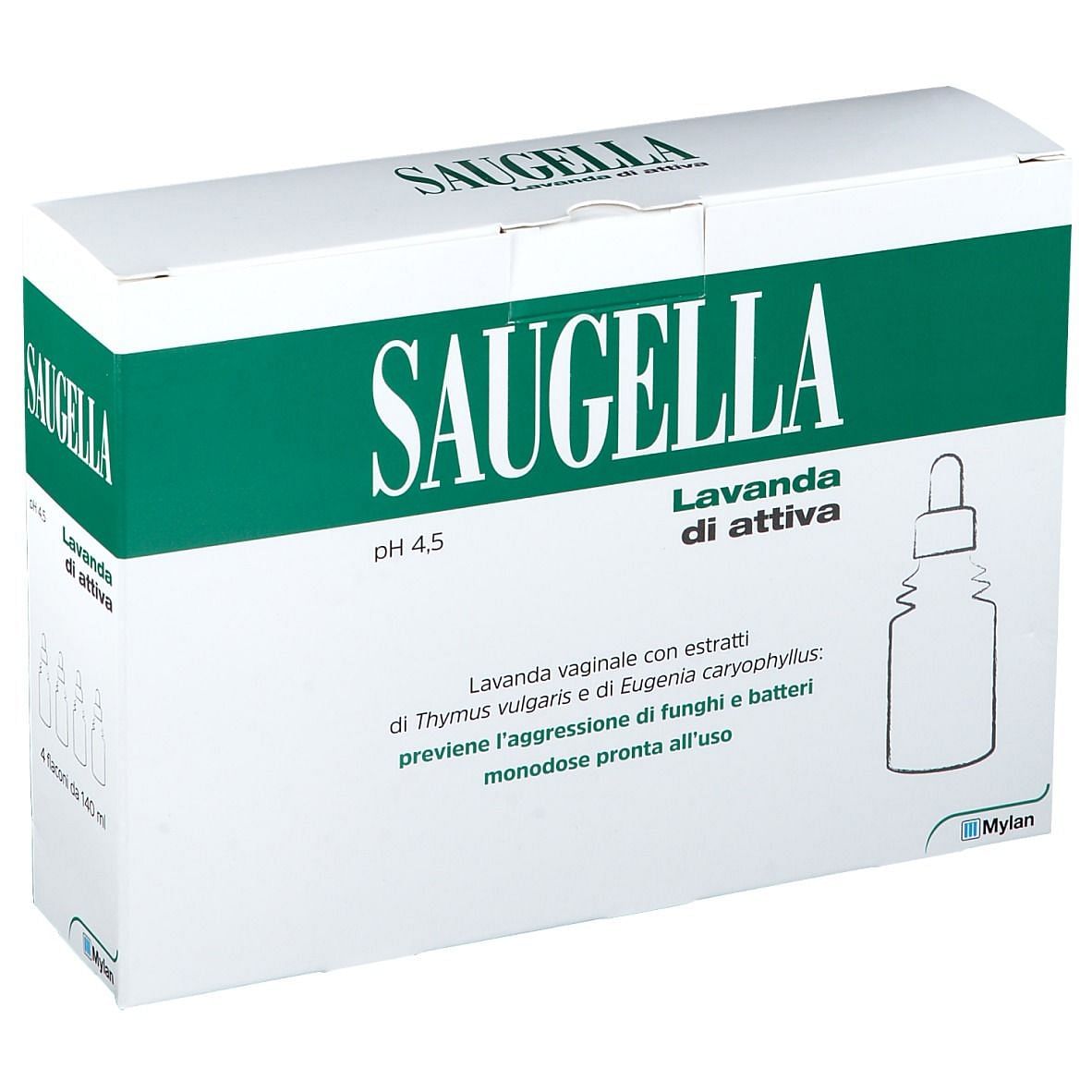 Saugella Lavanda Vaginale Attiva 140 Ml 4 Pezzi