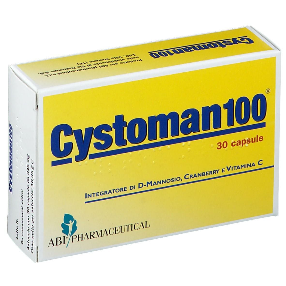 Integratore Cystoman 100 per le vie urinarie, 30 capsule