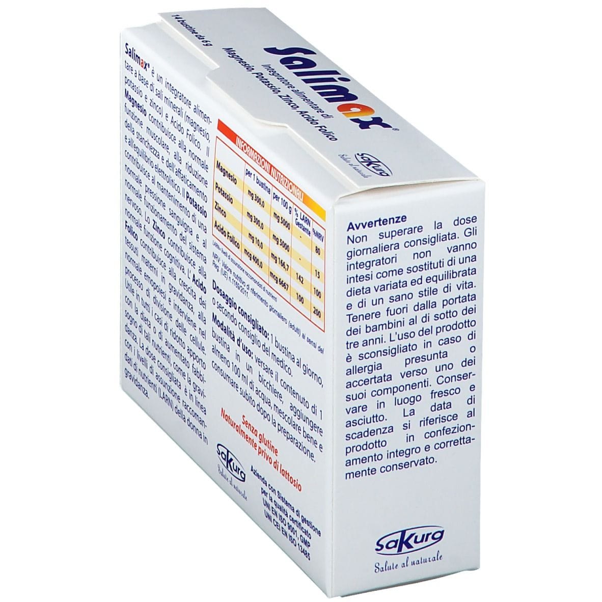 Integratore Salimax sali minerali e acido folico, 14 bustine