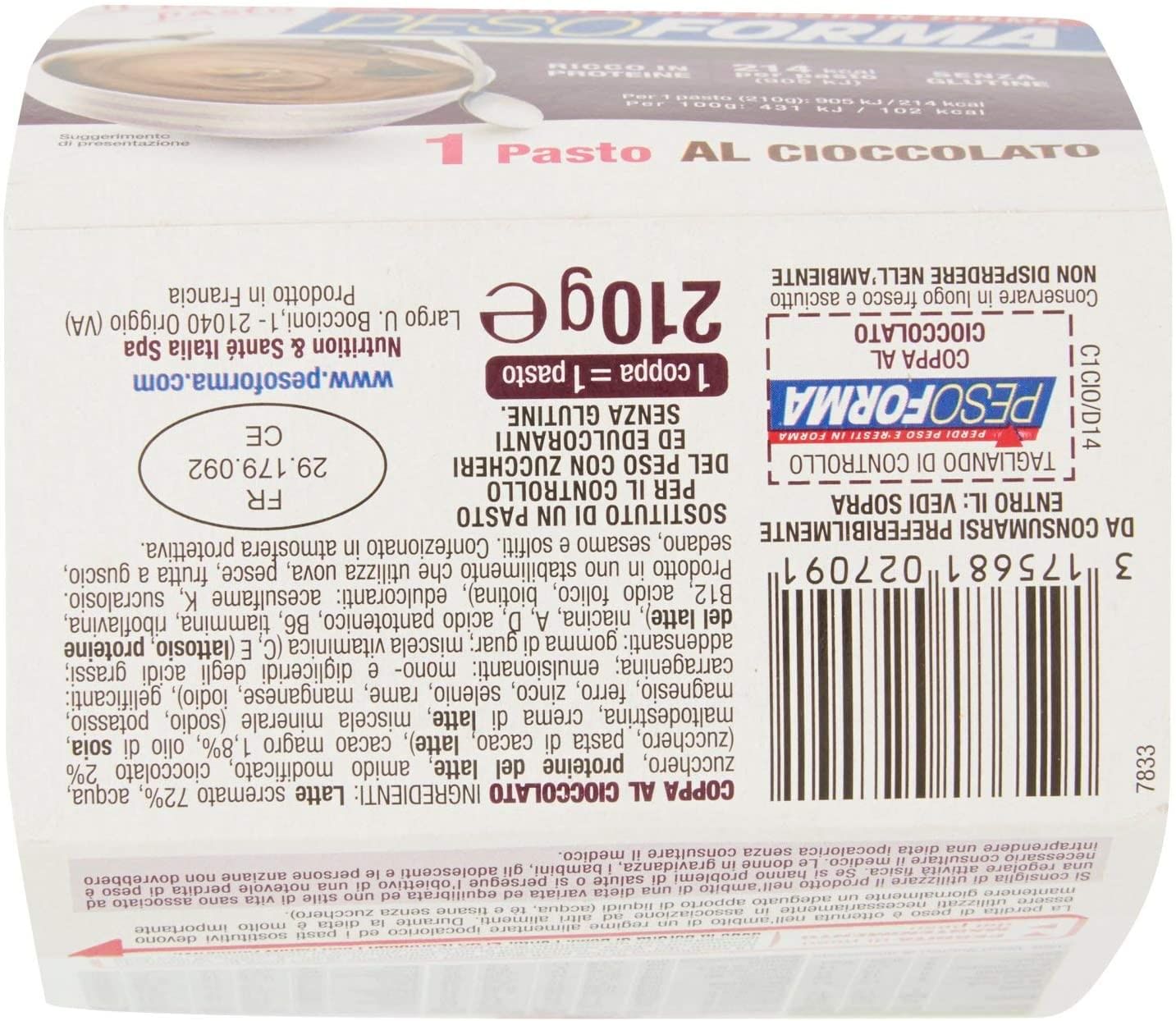 PESOFORMA COPPA AL CIOCCOLATO 210 G