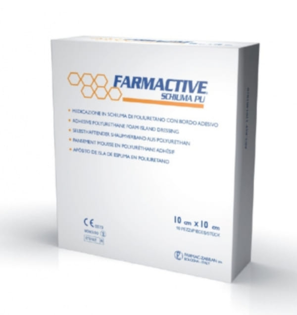 Medicazione Farmactive Schiuma Poliuretano 10x10cm, 10 pezzi