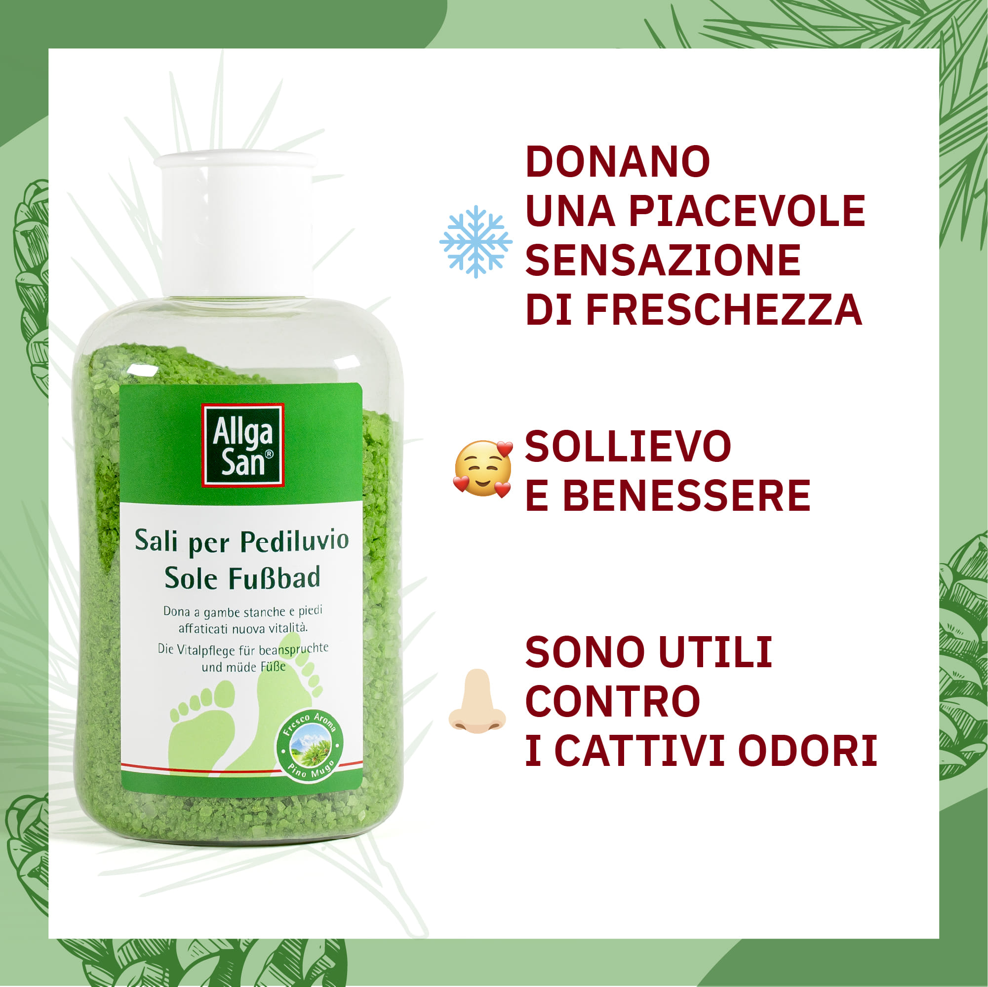 Sali Pediluvio Allgasan all'olio di pino mugo, 350ml