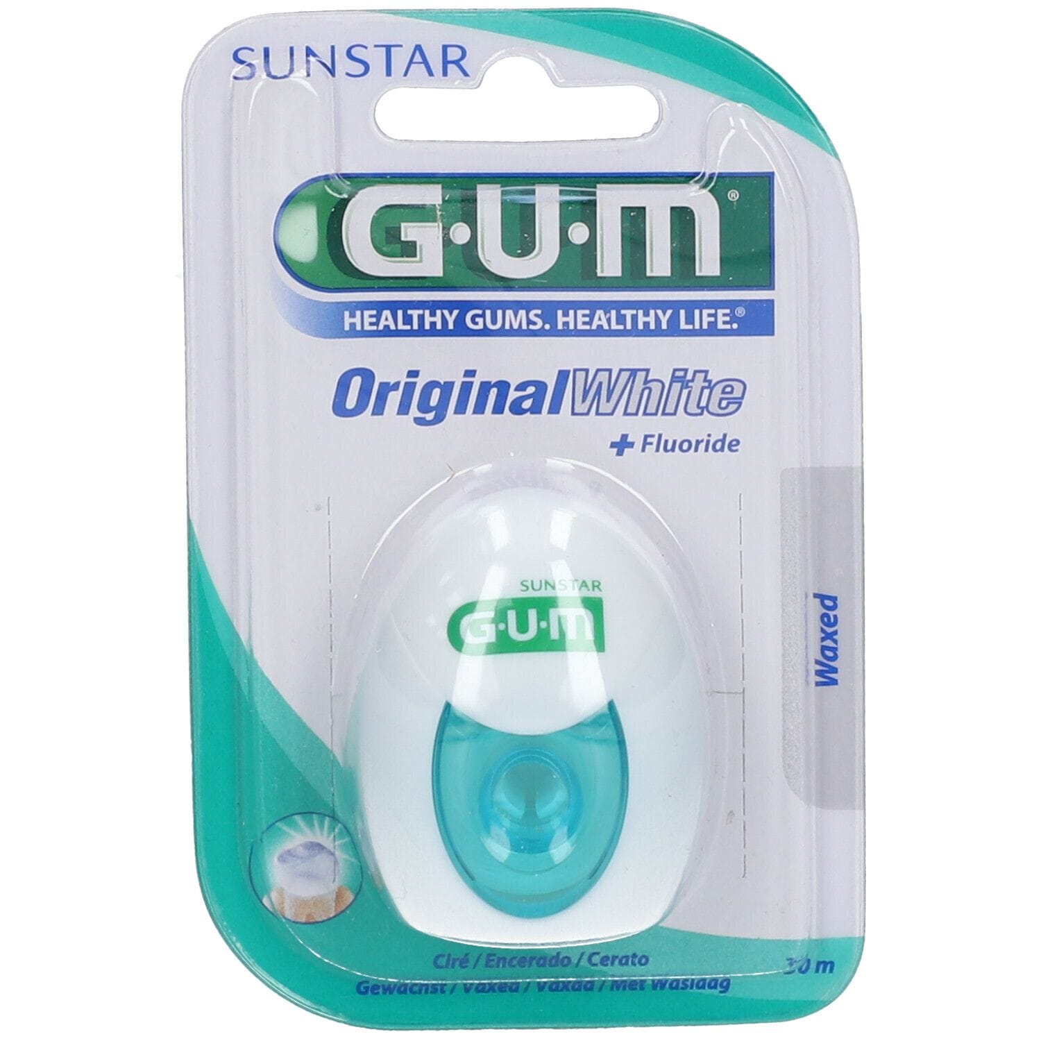 Filo interdentale GUM Original White con fluoro, 30 metri