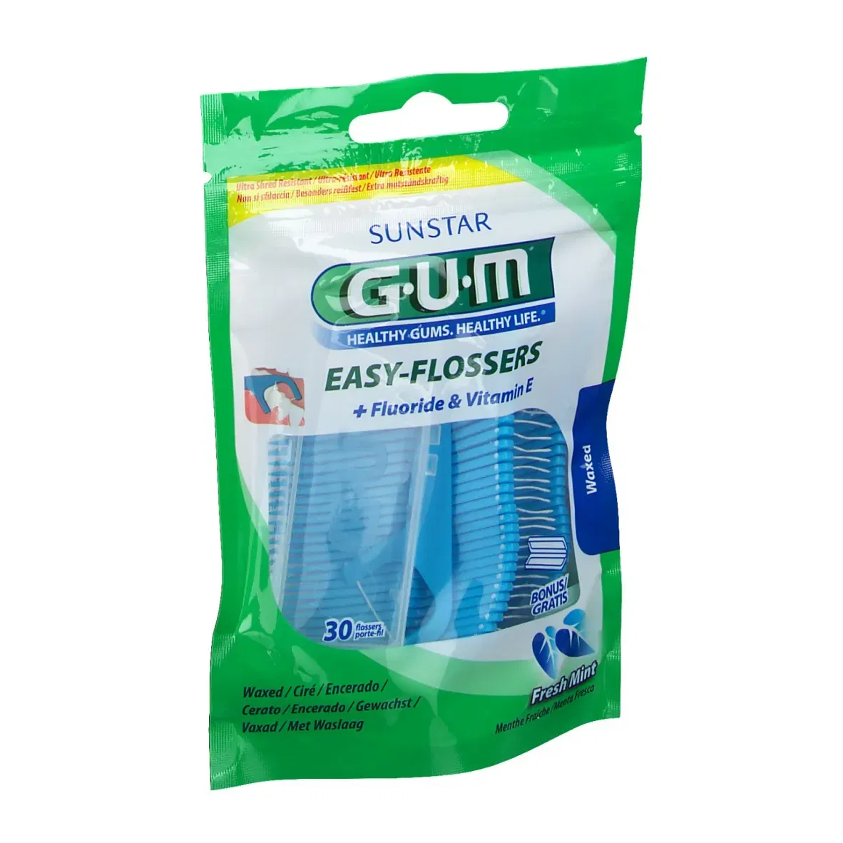 Filo interdentale GUM Easy-Flossers con forcella, 30 pezzi