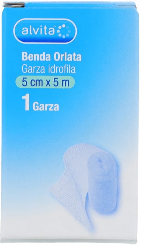 Garza Idrofila Orlata Alvita per medicazioni, 5x500cm