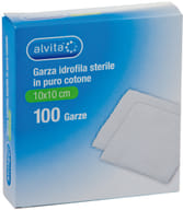 Garza Idrofila Sterile Alvita 10x10cm, 100 Pezzi